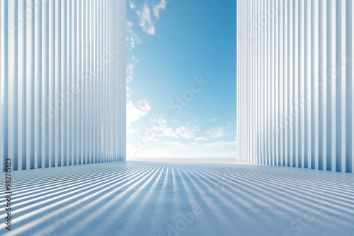 3D rendering white space architecture minimalist background