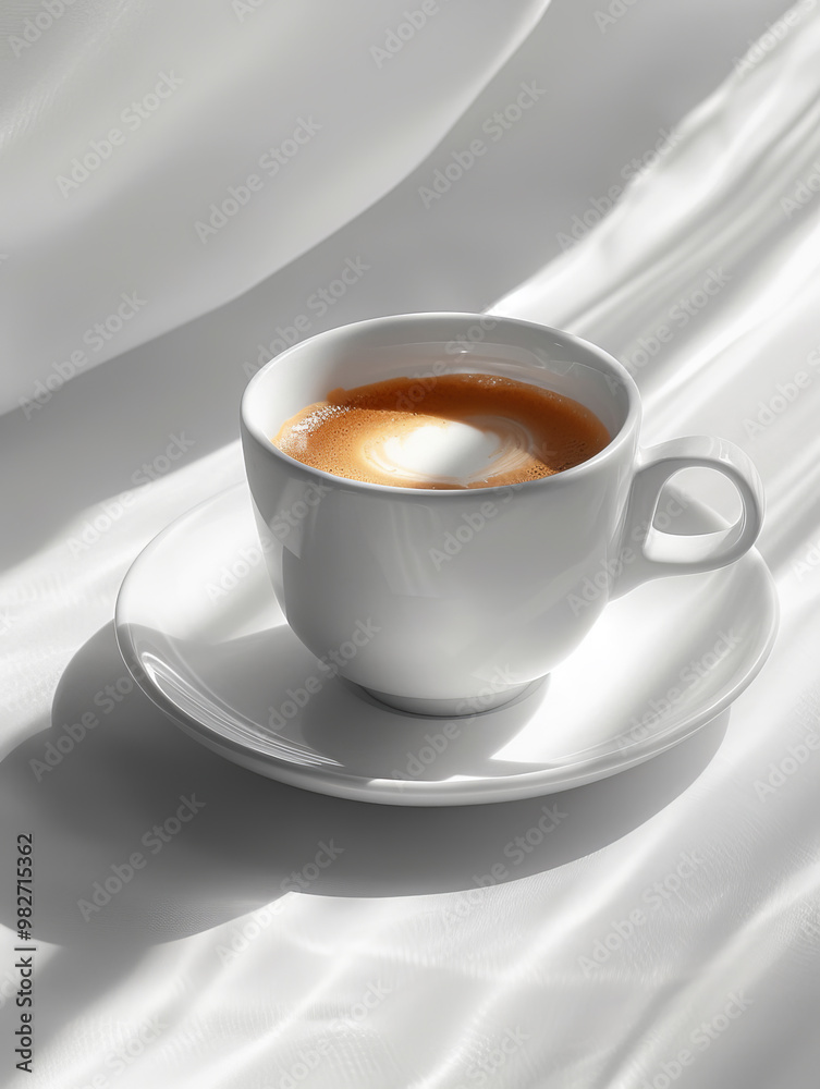 Fragrant coffee in a simple white porcelain cup Fragrant coffee in a simple white porcelain cup