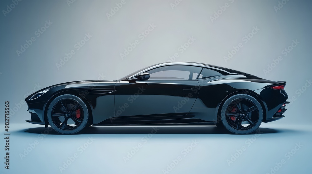 Black Luxury Sports Car Side View. Black Luxury Sports Car Side View.