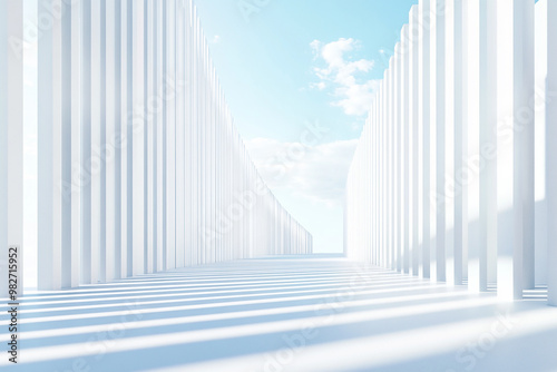 3D rendering white space architecture minimalist background