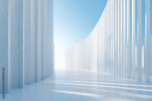 3D rendering white space architecture minimalist background