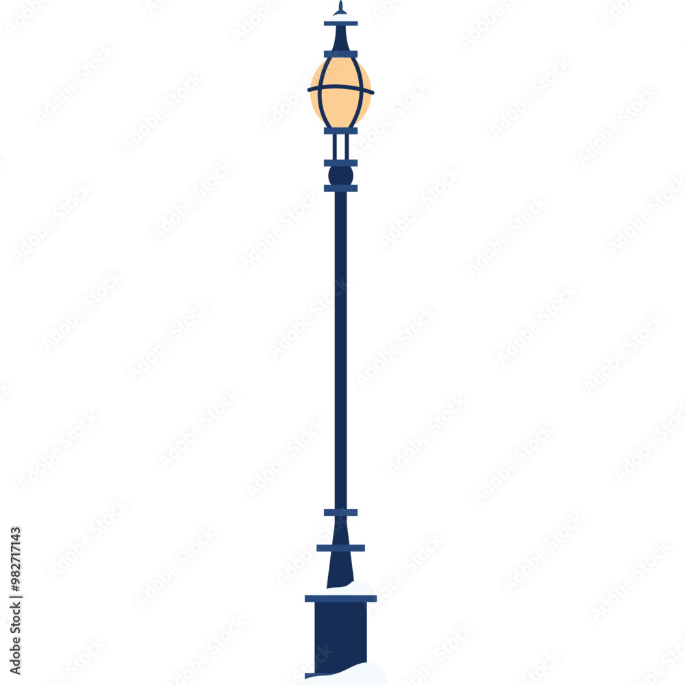 Lamp Park with Snow Vector Illustration Lamp Park with Snow Vector Illustration