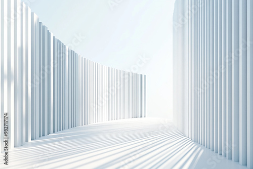 3D rendering white space architecture minimalist background