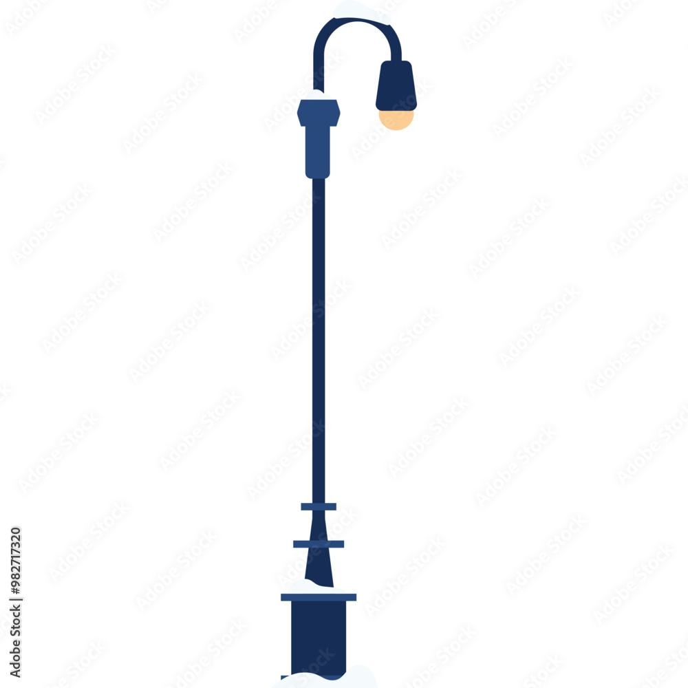 Lamp Park with Snow Vector Illustration Lamp Park with Snow Vector Illustration
