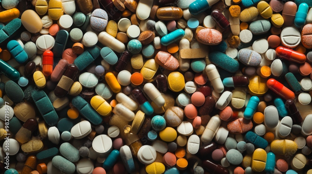 Collection Of Various Medical Tablets And Pills. Assorted pharmaceutical medicine pills, tablets and capsules on table background. Heap of assorted various medicine tablets Collection Of Various Medical Tablets And Pills. Assorted pharmaceutical medicine pills, tablets and capsules on table background. Heap of assorted various medicine tablets
