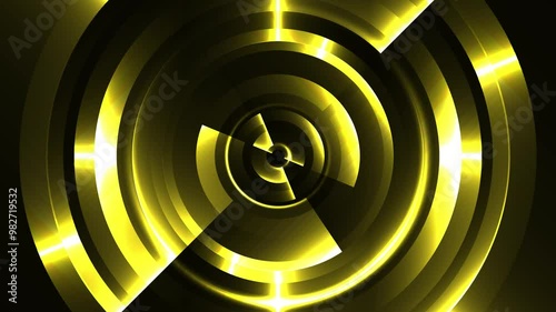 abstract video animation yellow color circle on black background