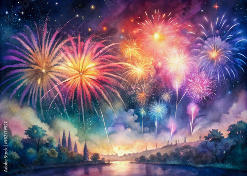 fireworks in the night sky