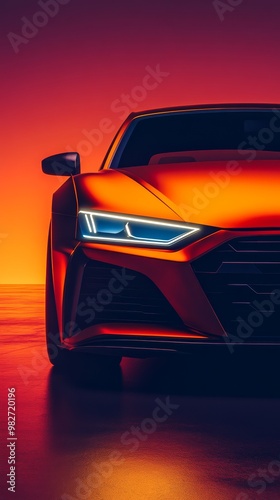 Sports Car At Sunset.