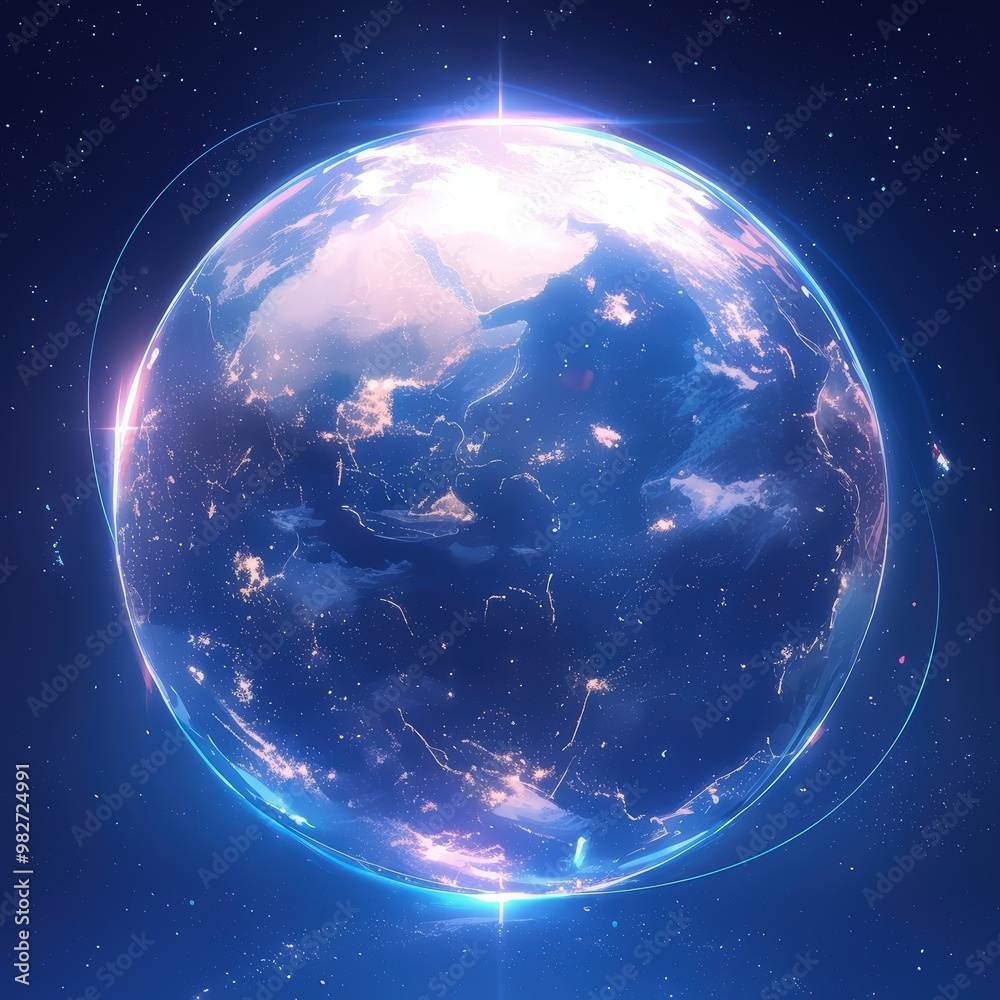 Obraz premium Earth glowing in space