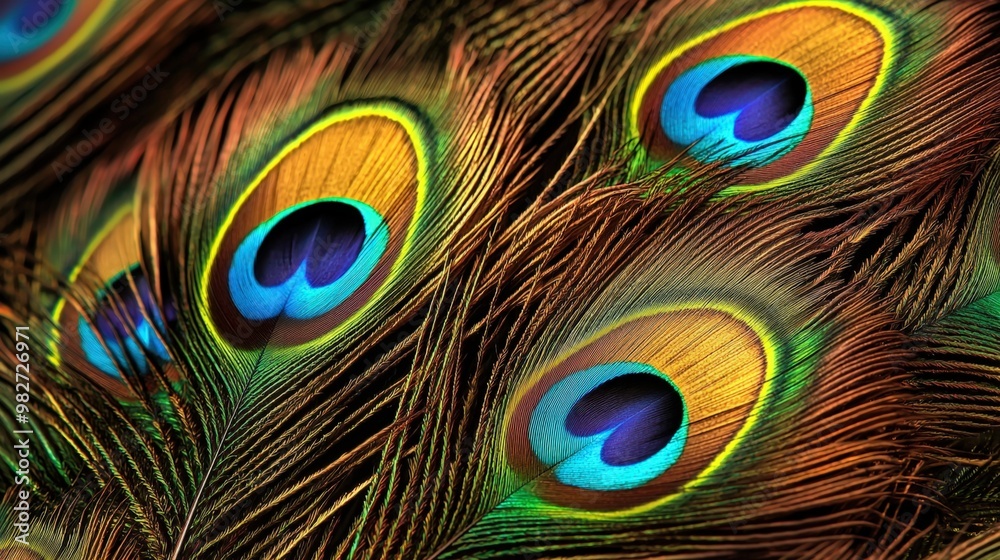 Obraz premium Majestic peacock feathers display vibrant colors in intricate patterns of nature's art