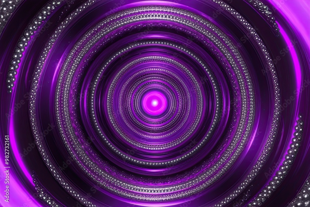 Mesmerizing Bright Violet and Silver Dotted Psychedelic Swirl Panorama Mesmerizing Bright Violet and Silver Dotted Psychedelic Swirl Panorama