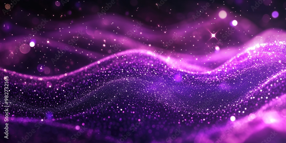 Digital purple particles wave and light abstract shimmering background Digital purple particles wave and light abstract shimmering background