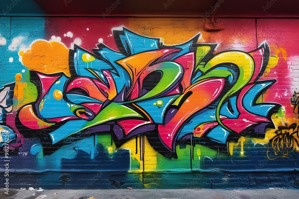 Urban Street Graffiti Texture with Vibrant Spray Paint Design Urban Street Graffiti Texture with Vibrant Spray Paint Design