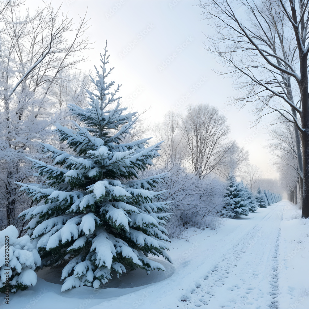 Obraz premium snow covered trees