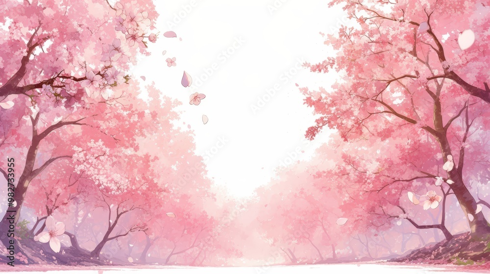 Pink cherry blossoms fall
