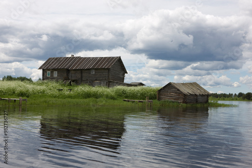 Russia Karelia Lake Onega on a cloudy summer day