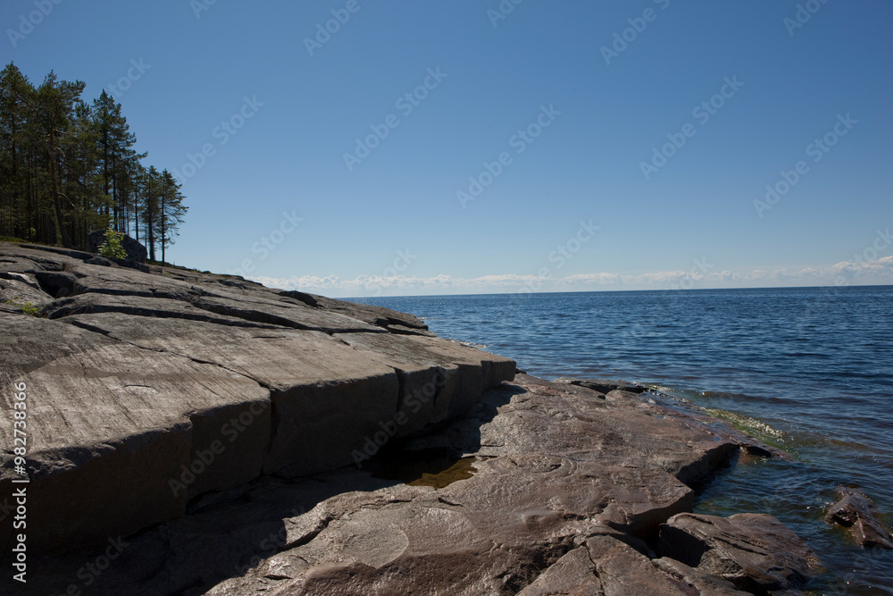 Russia Karelia Lake Onega on a cloudy summer day
