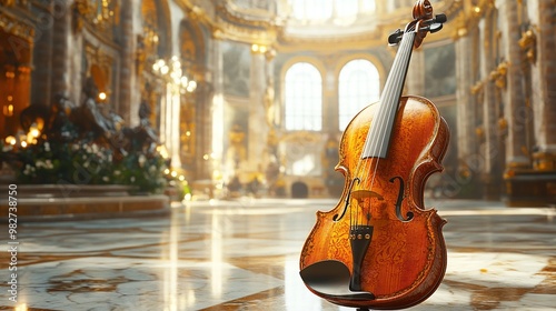 The main element is a dynamic Baroque violin. photo