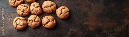 Delicious homemade cookies arranged on a rustic surface, perfect for dessert lovers and food photography enthusiasts.