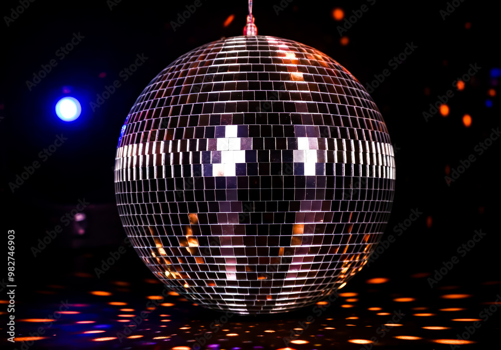 Obraz premium disco ball with lights background dark