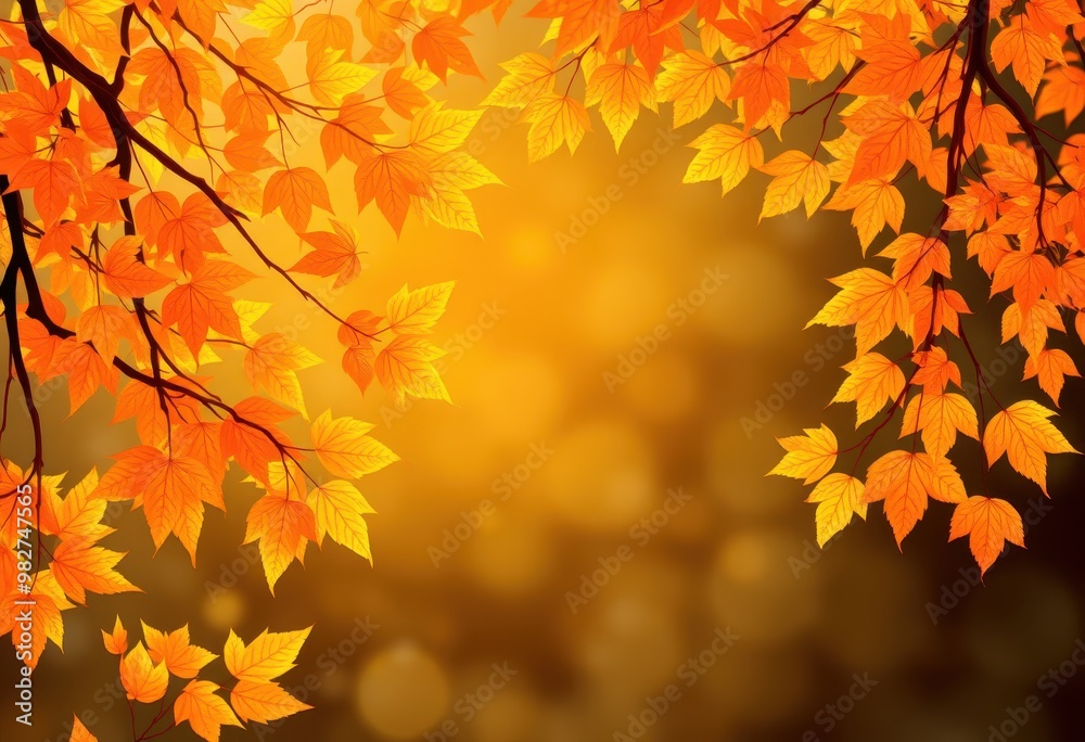 Golden Autumn Leaves with Blurred Background Golden Autumn Leaves with Blurred Background