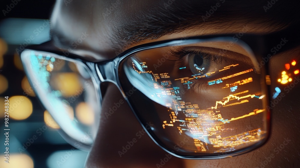 A close-up of a financial analyst using AI software to predict market trends A close-up of a financial analyst using AI software to predict market trends