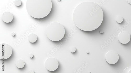 Abstract White Circles With Shadows. 3D Illustration. Generate Ai Image