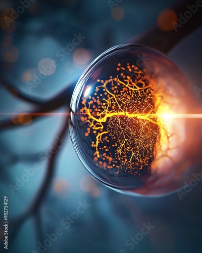 The Optic Nerve.3D illustration concept Anatomy of the Eye.