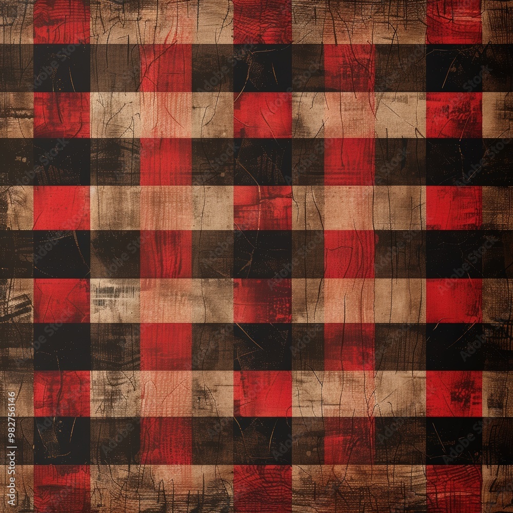 Fototapeta premium Red and black plaid pattern