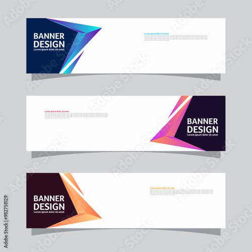 Vector set of landscape banner background design concept. Colorful background business layout template