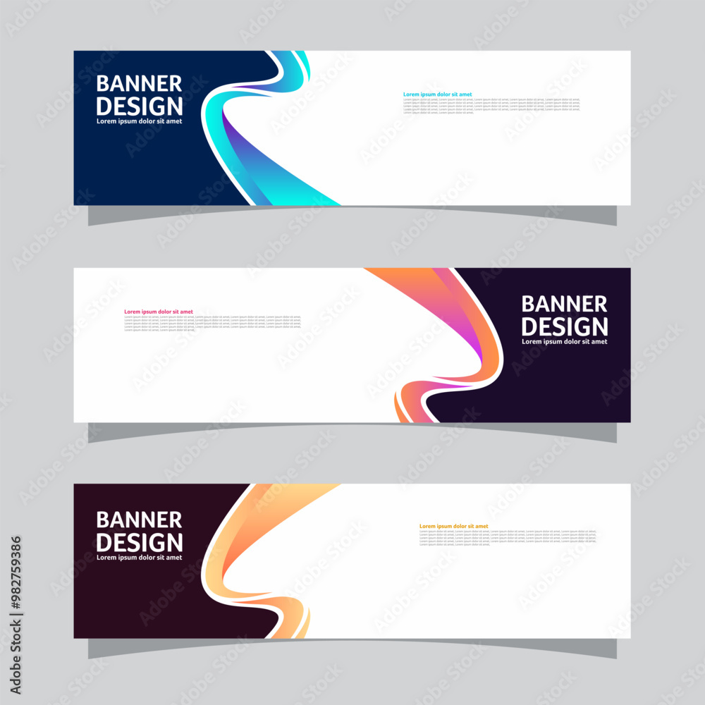 Vector set of landscape banner background design concept. Colorful background business layout template Vector set of landscape banner background design concept. Colorful background business layout template