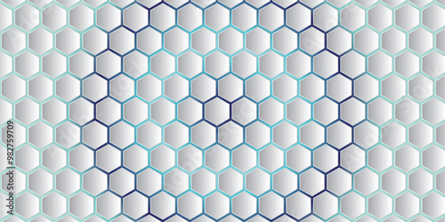 White 3d hexagonal technology vector abstract background. Blue bright energy flashes under hexagon in modern technology futuristic background vector illustration. White honeycomb texture grid.