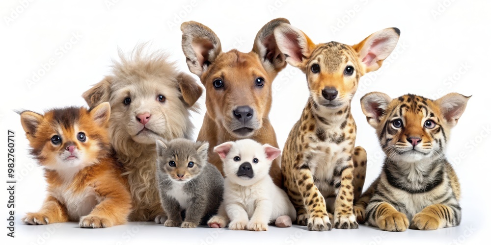 Obraz premium Adorable animals with colorful lettering on a white background, cute, animals, lettering, adorable, sweet, background, colors