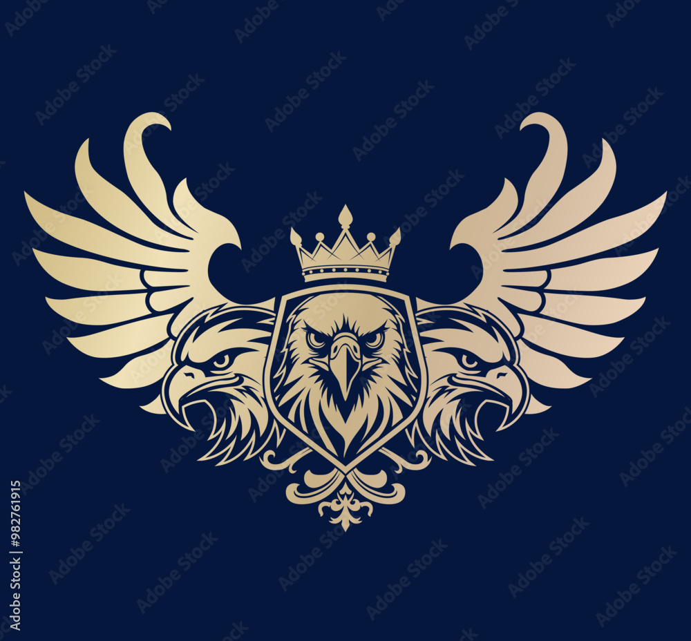 eagle hetaldry logo with shield wings and crown eagle hetaldry logo with shield wings and crown