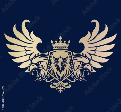 eagle hetaldry logo with shield wings and crown