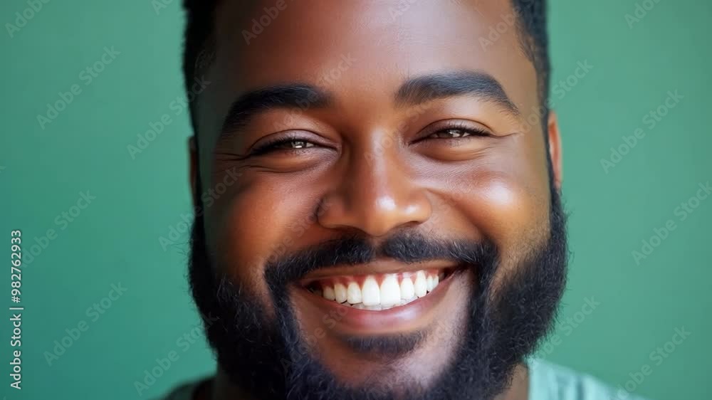 A close-up portrait of a happy, plus-size man with a beard and natural smile, standing confidently against a green background, promoting health and self-acceptance. A close-up portrait of a happy, plus-size man with a beard and natural smile, standing confidently against a green background, promoting health and self-acceptance.