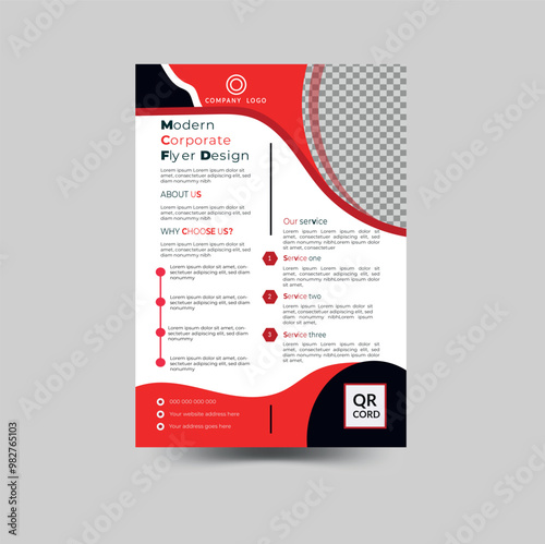 Creative Corporate professional rad color  natural shape company flyer design or Brochure design template