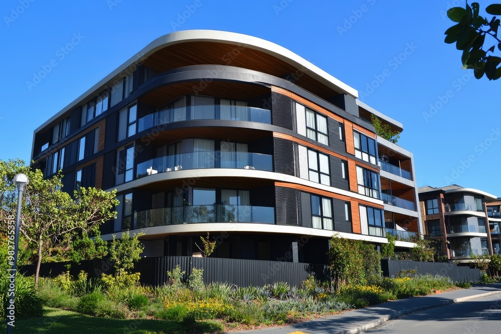 Obraz premium Residential and commercial Apartment building in inner Melbourne suburb VIC , Sydney NSW Australia , ai