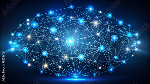 Stylized mesh network icon with interconnected nodes and lines, symbolizing digital connectivity, data exchange, and modern communication networks in a futuristic style.