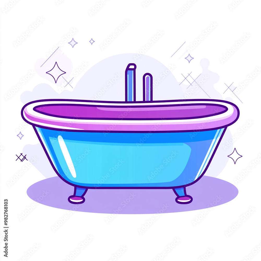 A simple icon of the bathtub in illustration style. Isolated on a white background. A simple icon of the bathtub in illustration style. Isolated on a white background.