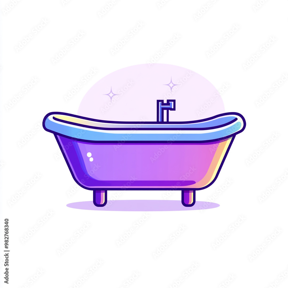 A simple icon of the bathtub in illustration style. Isolated on a white background. A simple icon of the bathtub in illustration style. Isolated on a white background.