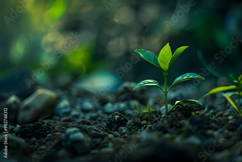 plant seeds growing in the soil. the concept of sustainability for food availability and the concept of growing investment and zakat