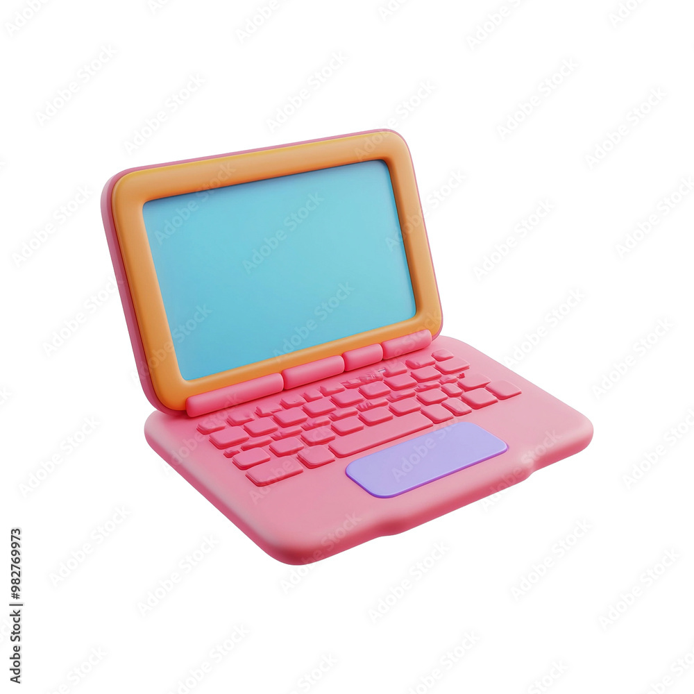 3D Render of a Cartoon Laptop. 3d Cartoon Laptop Icon Illustrations On Transparent Background. 3D Render of a Cartoon Laptop. 3d Cartoon Laptop Icon Illustrations On Transparent Background.