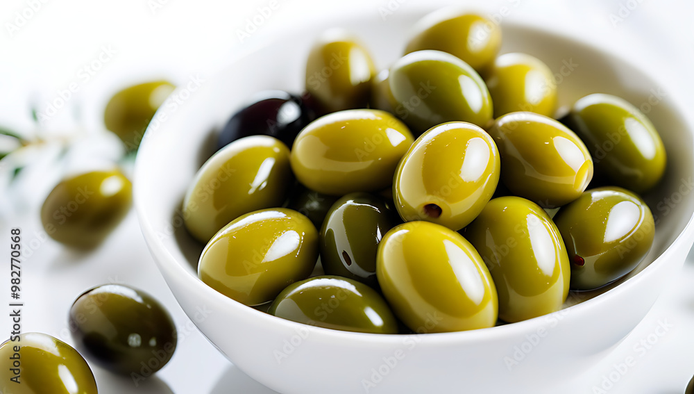 bowl olives white background