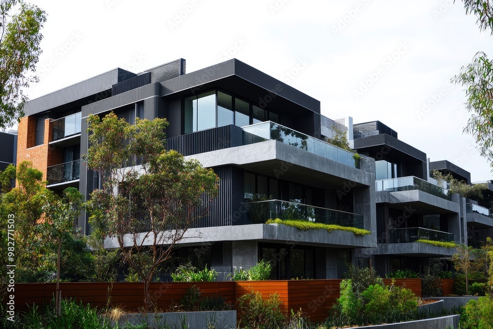 Fototapeta premium Residential and commercial Apartment building in inner Melbourne suburb VIC , Sydney NSW Australia , ai