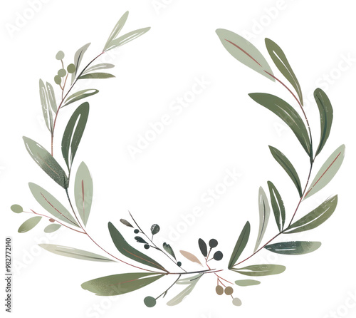 Wallpaper Mural PNG Elegant botanical wreath illustration Torontodigital.ca