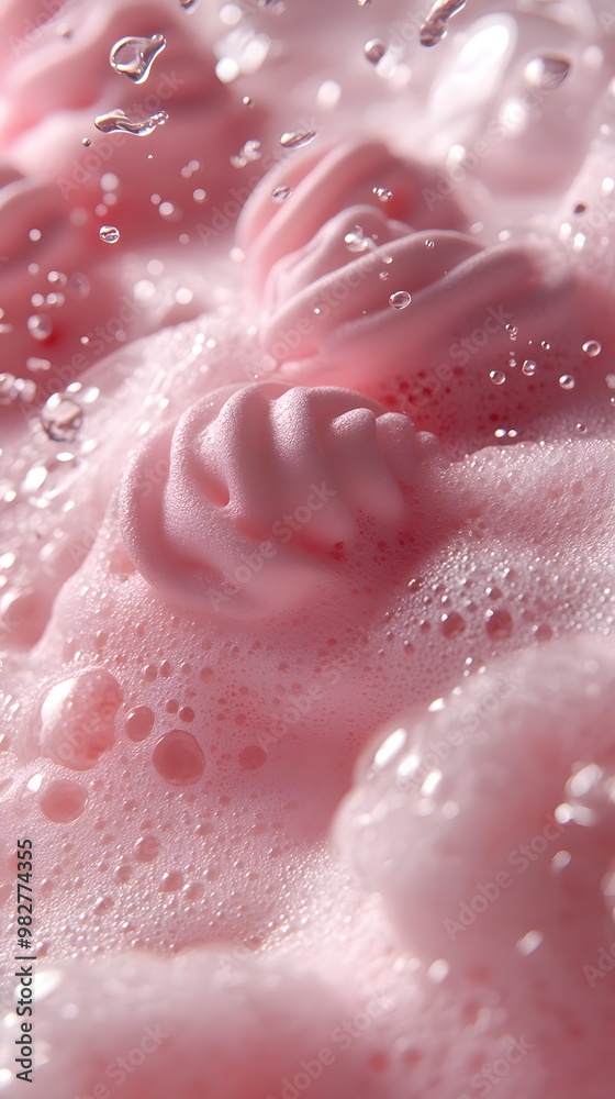 Fototapeta premium Luxurious pink soap with foam