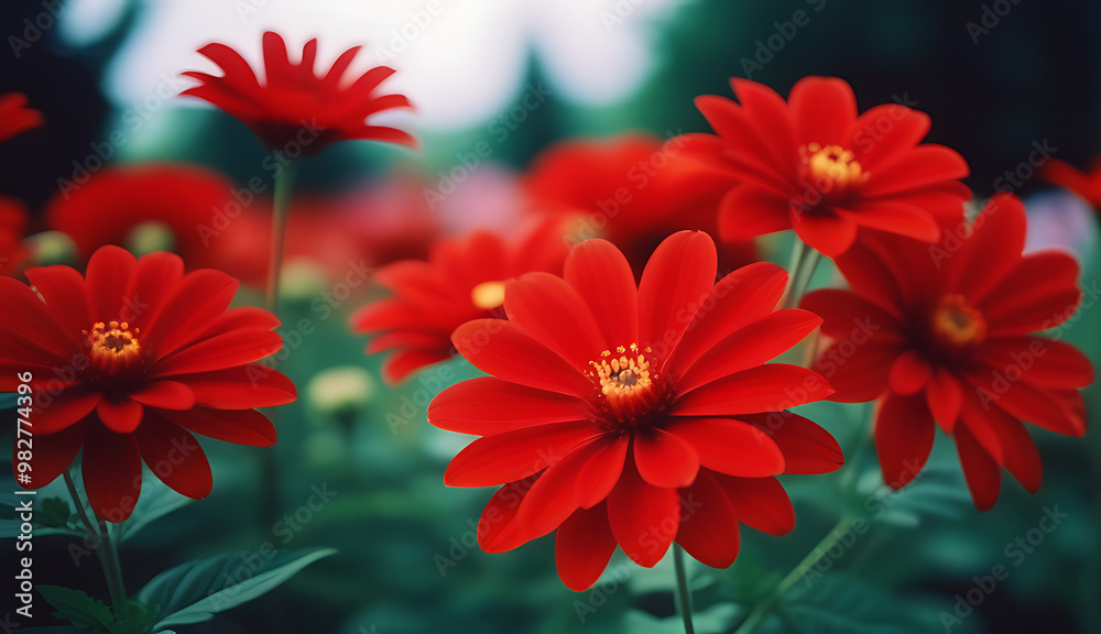 bright red flowers blooming beautifully summer bright red flowers blooming beautifully summer