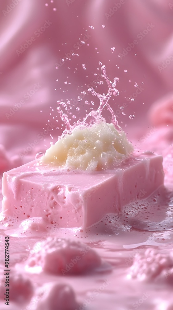 Luxurious pink soap with foam Luxurious pink soap with foam
