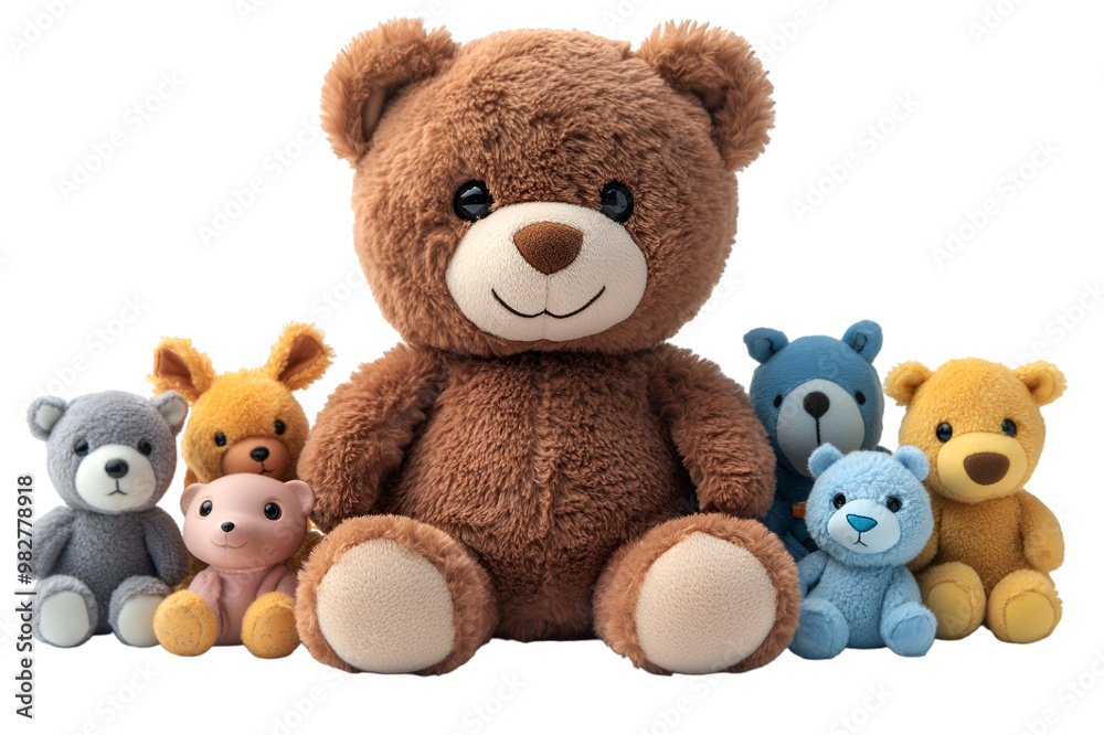 a row of stuffed animals. a row of stuffed animals.